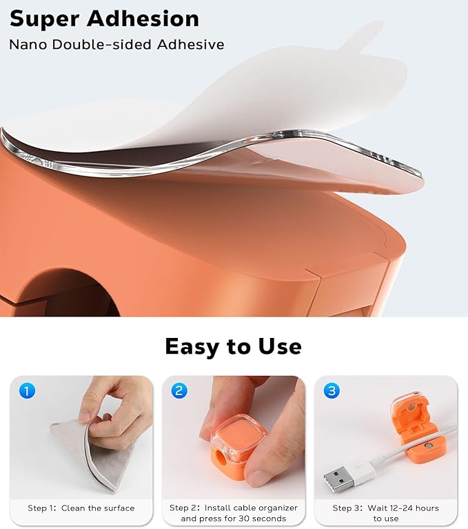 MoKo 6 Pack Magnetic Cable Clips, Under Desk Cable Management, Adhesive Magnetic Cord Holder, Magnetic Cord Organizer Wire Holder Keeper Organizer for Nightstand Desk Office Car Wall Glass,Org+Ppl+Blu