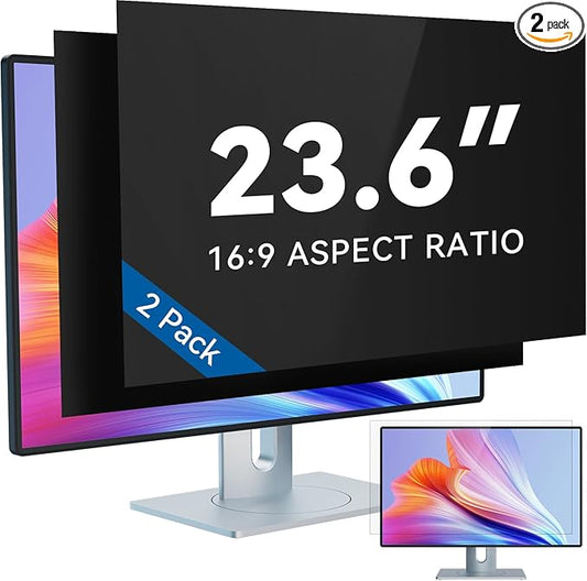 IPROKKO [2-Pack] 23.6 Inch Computer Privacy Screen Filter for 16:9 Widescreen Monitor, Removable 23.6in Anti Blue Light Glare Privacy Shield, Anti Spy Security Protector for Hp Dell Asus Acer Samsung
