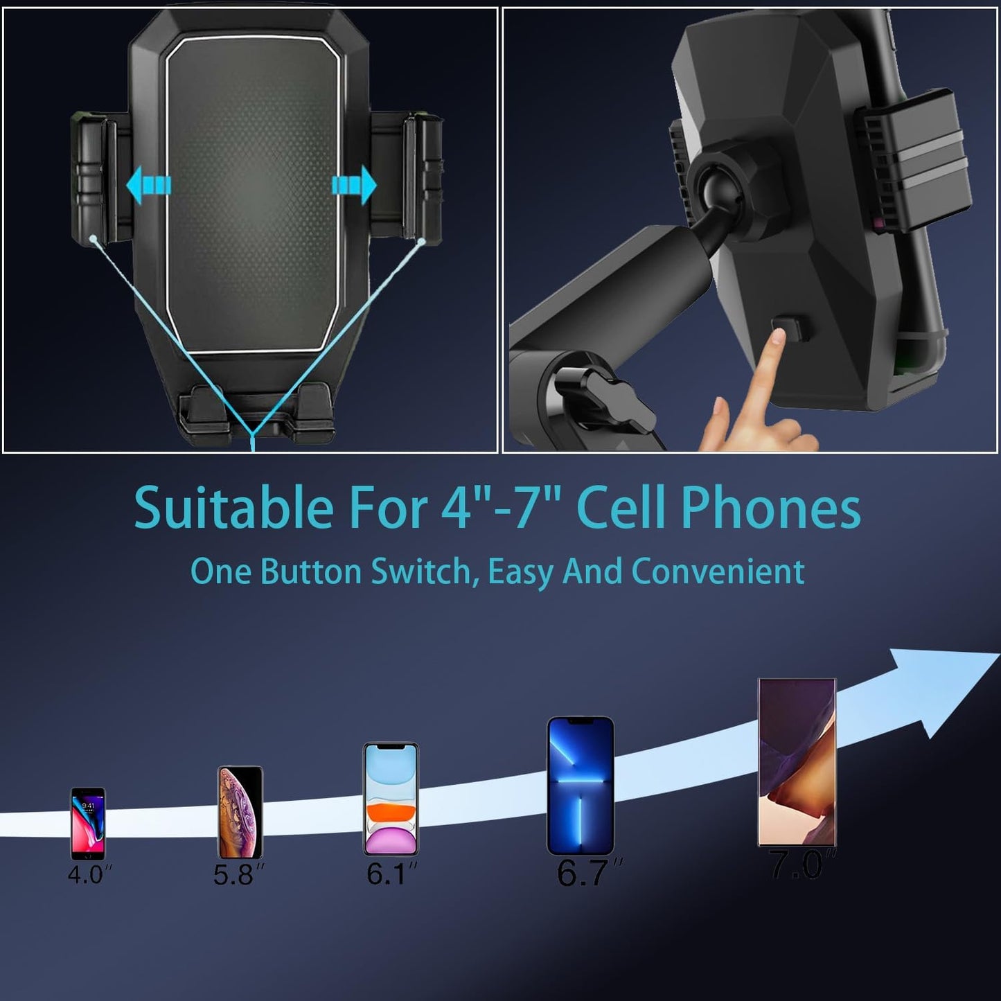 Topsolar Phone Mount for Truck Phone Holder for Truck - Heavy Duty Super Suction Cup, Mobile Device Holder Dashboard Window 16.9 inch Long Arm & Stable, iPhone & Samsung Compatible, Semi Trucker