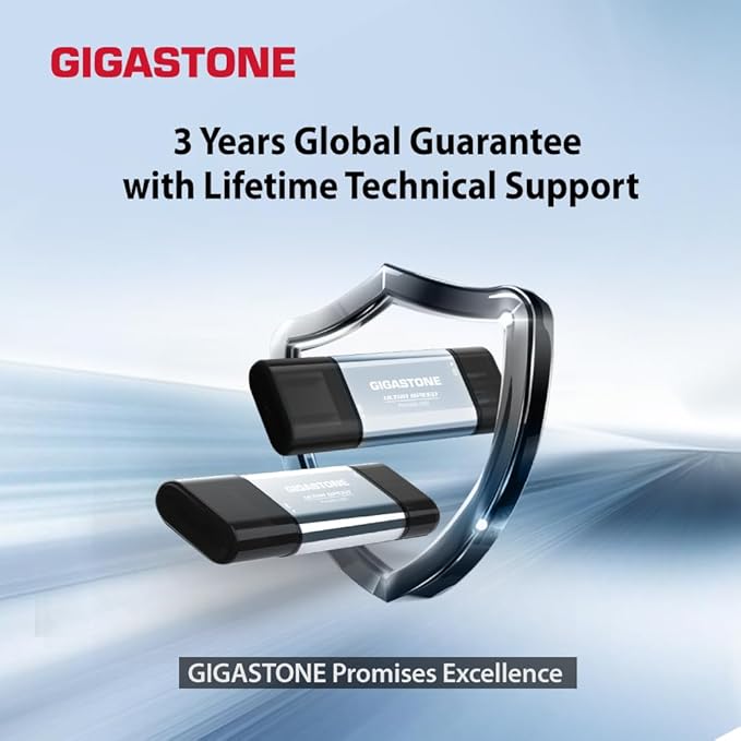 Gigastone Duo Go USB-A+C 1TB (2-Pack) Dual External Portable SSD 500MB/s Glossy Surface, Supports Apple 4K 60fps ProRes HDR Video Recording USB3.2 Gen 2 for iPhone 16 PS5 Mac iPad Laptop Android