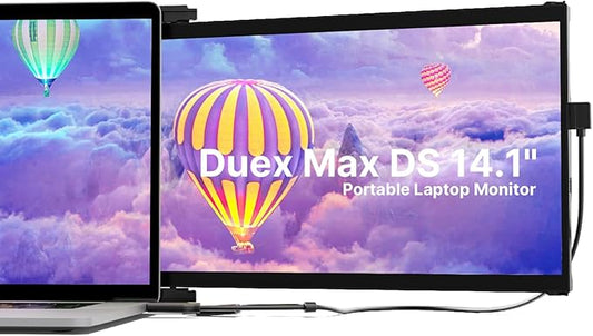 Laptop Screen Extender - Mobile Pixels Duex Max DS 14.1'' Portable Monitor for 14'' to 17'' Laptops, FHD 1080p USB Type-C/HDMI Ports Laptop Monitor, Compatible with Mac/Windows/Android/Switch
