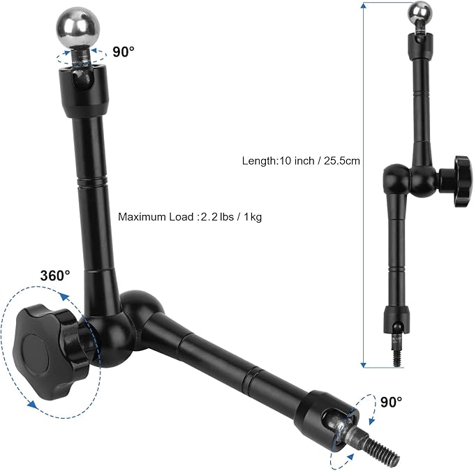 iPad Holder for Microphone Stand/Mic Music Stand,Tablet Mount Compatible with 4.7~12.9" / Nexus/LG G Pads/e-Reader/Switch/iPhone,360° Adjustable 10" Long Aluminum Alloy Arm