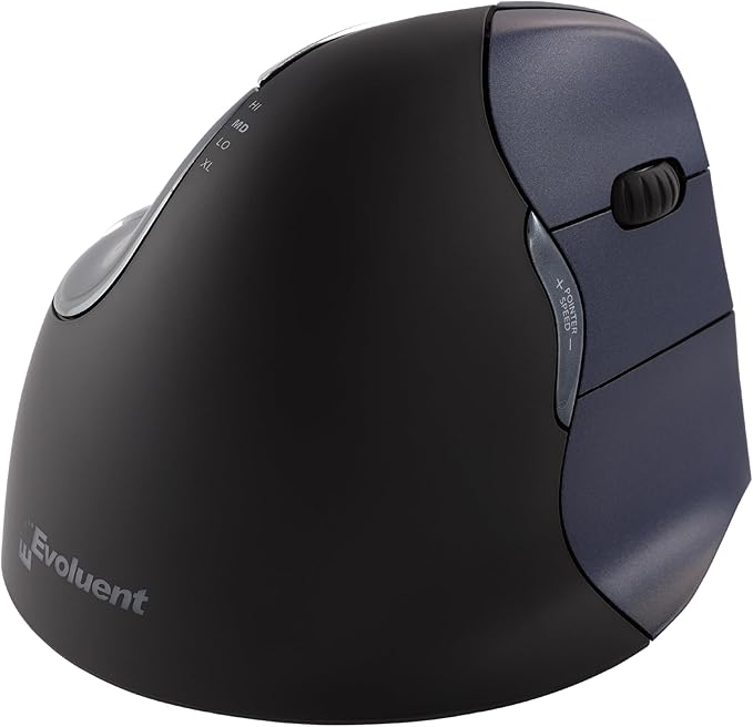 Evoluent – Inventor of the Vertical Mouse – VM4RW Ergonomic Vertical Mouse Right Hand Regular Size Wireless USB, Sculpted for Comfort, Reduces Wrist Strain, 4 Speeds, 6 Customizable Buttons in Windows