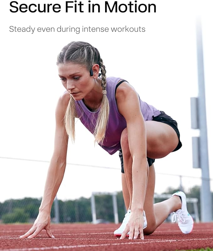 SHOKZ OpenRun Pro Mini- Open-Ear Bluetooth Bone Conduction Sport Headphones, Sweat Resistant Wireless Earphones for Workouts and Running with Premium Deep Base - Built-in Mic, with Hair Band, Black