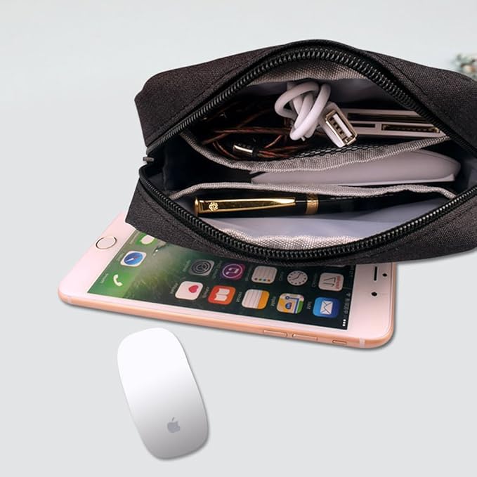 Universal Electronics/Accessories Soft Carrying Case Bag, Durable & Light-weight,Suitable for Out-going, Business, Travel and Cosmetics Kit (Small-Black)