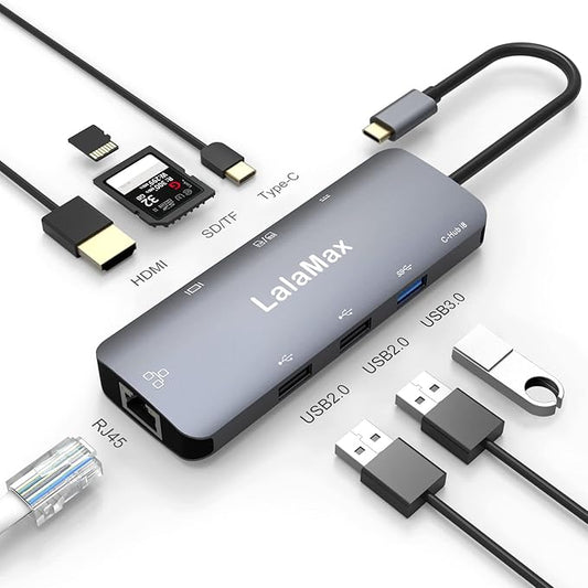 USB-C Hub (8-in-1) with 4K@60 HDMI Display, 5Gbps USB-A Data、SD/TF、Ethernet Ports and for MacBook Pro, MacBook Air, Dell XPS, Lenovo Thinkpad, HP Laptops and More