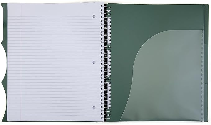 Mintra Office Durable PREMIUM Spiral Notebook (Green Olive, 3 Subject (8.5in x 11in))