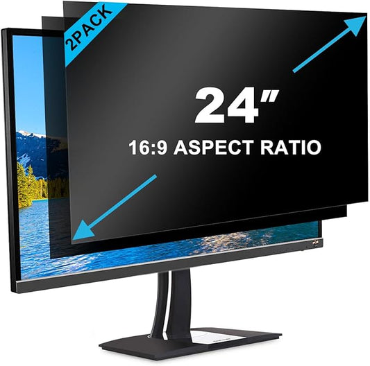 GUMIKE 2-PACK 24 inch Computer Privacy Screen Filter Suitable for 16:9 Aspect Ratio Widescreen Monitor - Blue Light Filter- Anti-Glare & Anti-Scratch Protector Film ([2-Pack] 24" Widescreen (16:9)