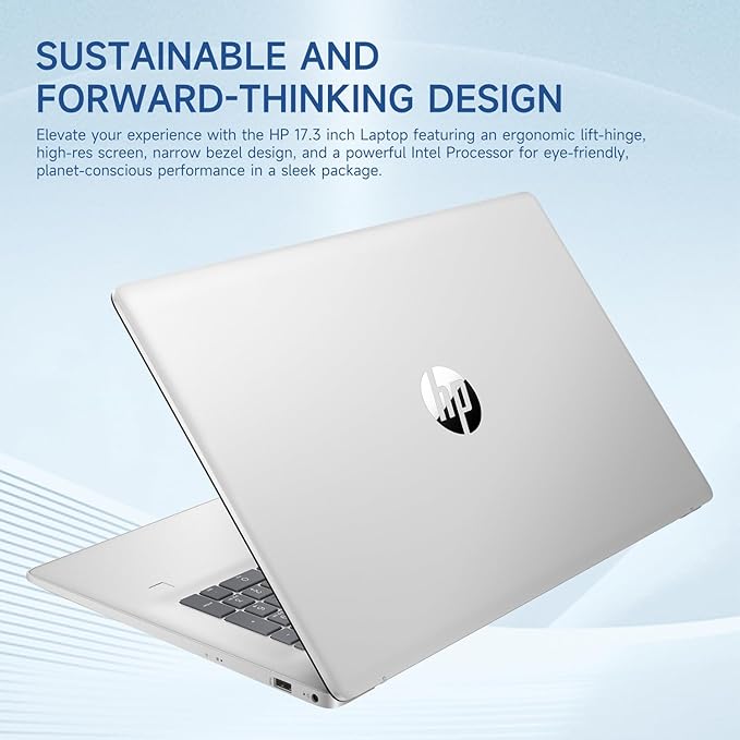 HP Essential 2025 Laptop, 17.3" FHD, CORE 7 (Beats i7 1355), 64GB RAM, 1TB SSD, FP Reader, Backlit KB, Webcam, Wi-Fi 6, Windows 11 Home, Silver, Bundle with ADATA 512GB External SSD