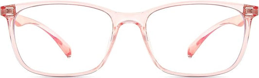 ANRRI Blue Light Blocking Computer Glasses Women Anti Eyestrain UV Filter Lens Lightweight Pink Frame Eyeglasses (Clear Pink)