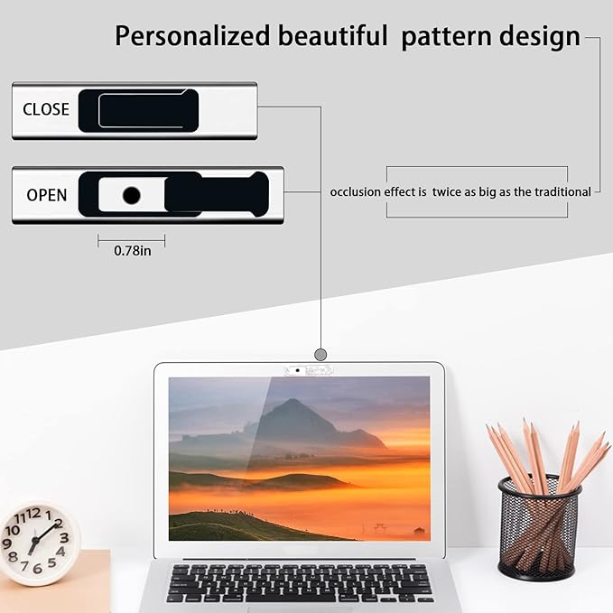 Webcam Cover, 6 Pieces, Laptop Camera Cover, Privacy Shielding Capacity is Twice as Big as The Traditional, Suitable for Computer Mobile Phones, laptops, Tablets and so on (Black 6-Piece Pack)