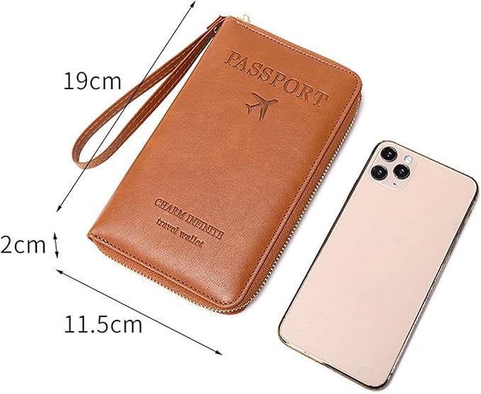 Multi-Function RFID Travel Passport Wallet with Phone Pocket - Ultimate Passport Holder for Women & Men | Holds Phones, Passports, Cash, Cards & Boarding Passes (Blue)