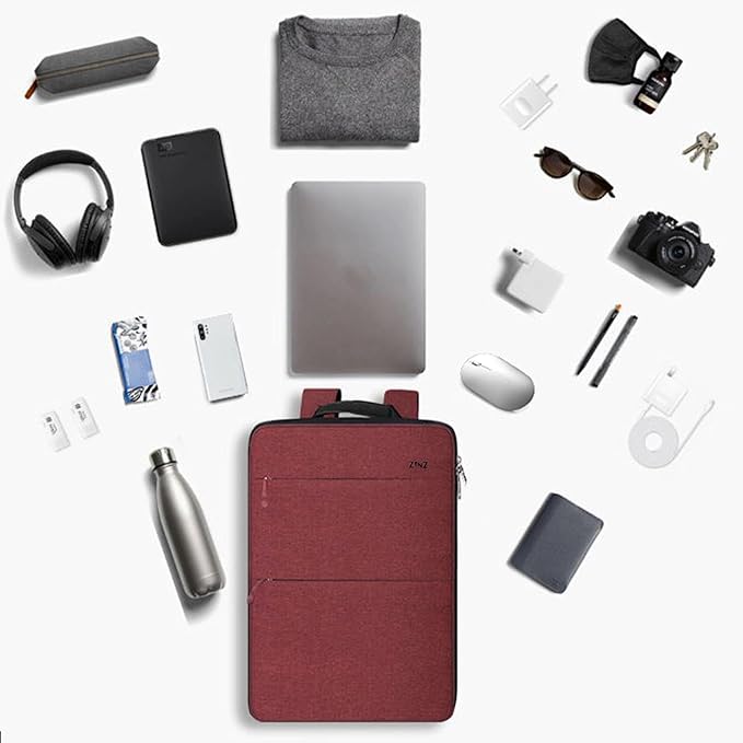 ZINZ Slim & Expandable Laptop Backpack 15 15.6 16 Inch Sleeve with USB Port, Spill-Resistant Notebooks Bag Case for Most 14-16 Inch MacBooks Surface-Books Dell HP Lenovo Asus Computers,RD01BK01