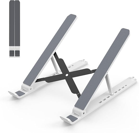 Laptop Stand for Desk, Adjustable Laptop Riser ABS+Silicone Foldable Portable Notebook Holder, Ventilated Cooling Notebook Mount Computer Stand for 10-15.6” Laptops,Tablets-White