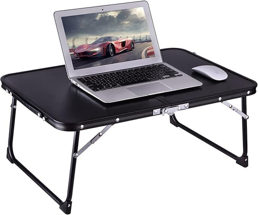 Foldable Laptop Desk, Bed Table for Study & Reading, Portable Mini Picnic Table, Folds in Half with Inner Storage Space