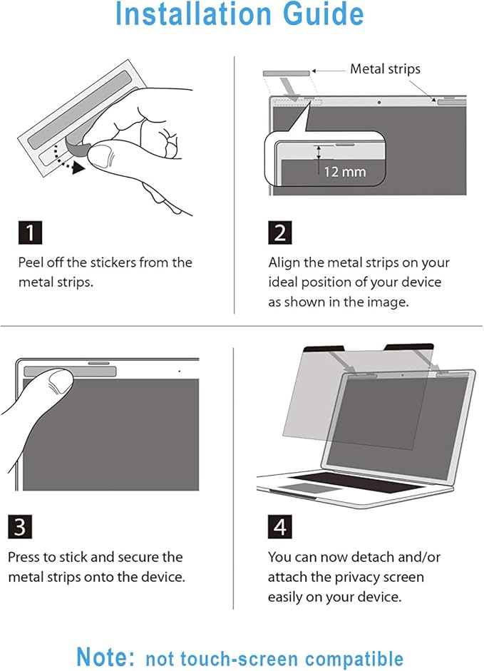 ZOEGAA Magnetic Privacy Screen Laptop 14 Inch, Compatible with HP Dell Xps Acer Asus Samsung Lenovo ThinkPad, for Removable 16:9 Widescreen Display Laptop Privacy Screen and Anti-Glare Protector