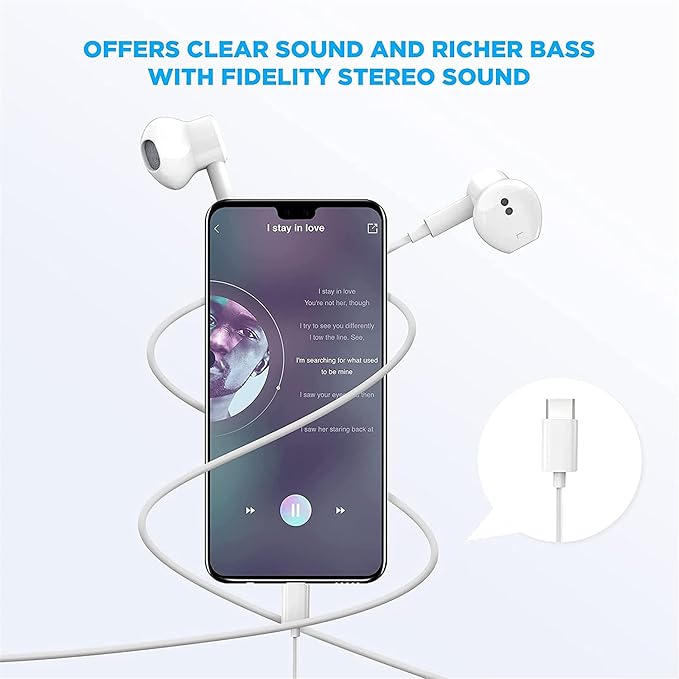 2 Pack-USB C Headphones for iPhone 17/16/15 Earbuds USB C Wired Earphones with Mic & Remote Control Noise Cancelling for iPhone 15, iPad Pro, Galaxy S23/S22/S21/S20/Ultra Note 10/20, Pixel 7/6/6a/5/4