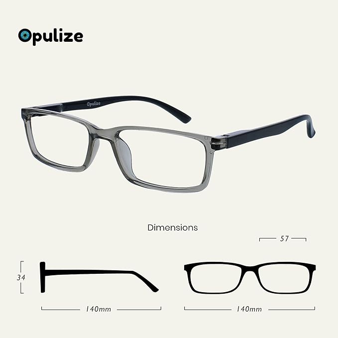 OPULIZE SEE Reading Glasses with Blue Light Blocking for Women and Men, Narrow Frame, Spring Hinges, Computer Gaming Glasses, Grey +2 (Pack of 1)