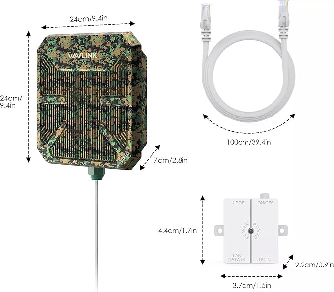 WAVLINK AX3000 Outdoor WiFi 6 Extender, Dual Band Long Range WiFi Repeater/Wireless Access Point/Router with PoE/ 3KM PtP Transmission, IP67 Waterproof, Supports Up to 256 Devices for Camping, Farm