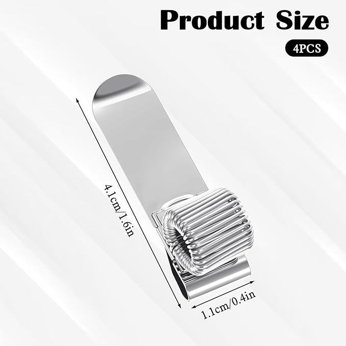 4 Pcs Metal Pen Holder, Adjustable Single Spring Loop Pen Holder Clip, Pens Holders for Notebook and Clipboard, Pens Clips Pencil Holders with Adjustable Spring Loops Organizer for Home Office Pocket