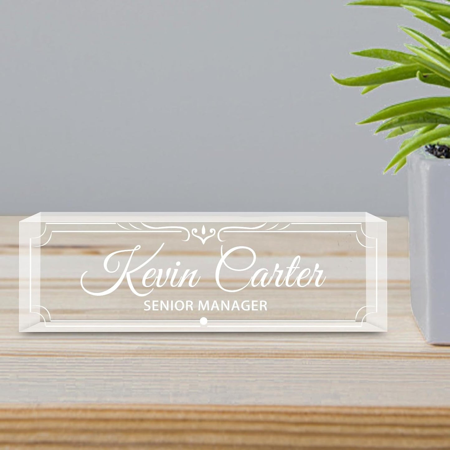 Name Plate for Desk Personalized, Acrylic Desk Decorations, Employee Appreciation Gifts, Custom Office Gifts for Coworkers, Boss, Teacher, Nurse (Engraving 03)