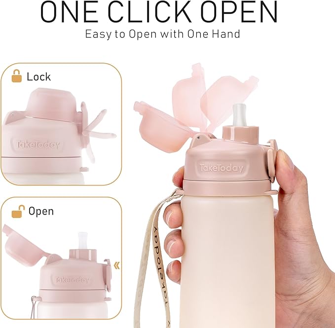 TakeToday Collapsible Water Bottles 20oz, Leak Proof, BPA-Free, Foldable Silicone Travel Water Bottle with Straw Strap for Cycling, Hiking, Outdoors