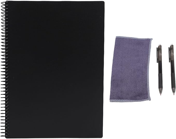 Jectse Reusable Smart Notebook, Black 180x255mm, App Connected, Reusable Paper, Spiral Bound, Dotted and Lined Pages, Efficient Note Taking, Upload to, PDF Scan