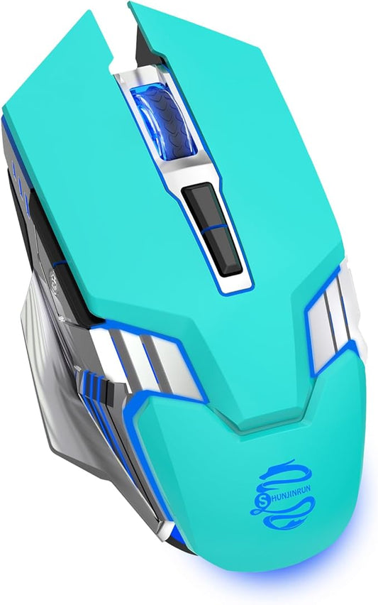 Green Wireless Mouse Gaming Mice Bluetooth with 3-Modes(BT5.0+BT3.0+2.4GHz), RGB Backlit, Silent Click, Light Up Quiet Computer Mouse for Laptop, PC, Chromebook, MacBook, iPad, Tablet, Games, Office