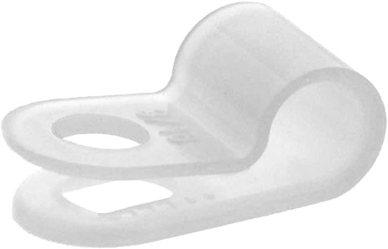 Secure 3/16 Inch Standard R Type Natural Nylon Screw Mount Cable Clamp for Wire Management - 100 Pack