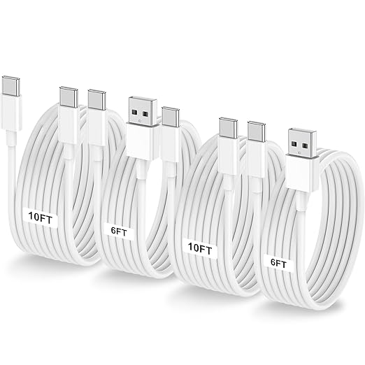 Car Carplay Cable for iPhone 17 16 15, 2-Pack [6FT+10FT] 60W USB C to USB C Cable And 2-Pack [6FT+10FT] USB A to USB C Cable for iPhone 17 16 15，for Galaxy S25 S24, for iPad, for MacBook and More