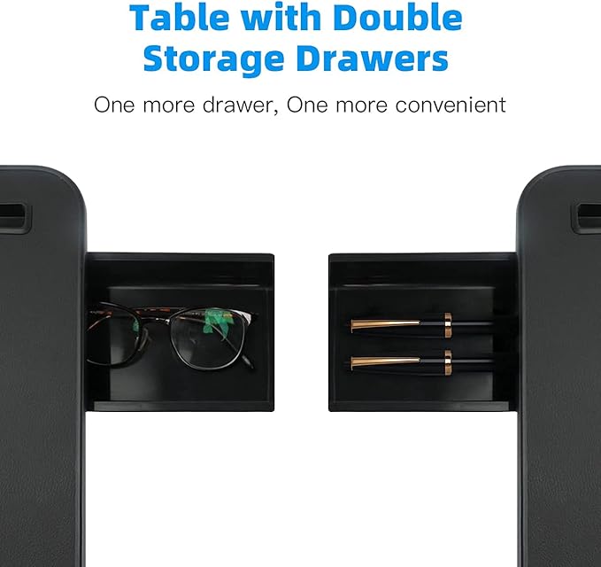 Laptop Bed Tray Table [Luxury PVC Leather], Adjustable Laptop Desk for Bed, Foldable Lap Desk for Laptop with 2 Drawers, Multifunctional Table for Working, Eating, Writing, Gaming, Drawing