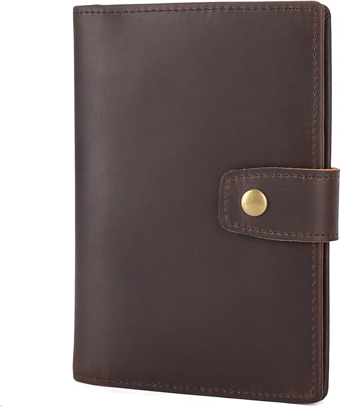 Polare Slim RFID Blocking Leather Passport Holder Travel Bifold Wallet For Men (Dark Brown(Snap Version))