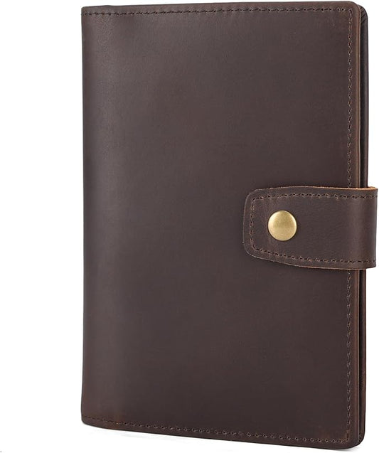Polare Slim RFID Blocking Leather Passport Holder Travel Bifold Wallet For Men (Dark Brown(Snap Version))