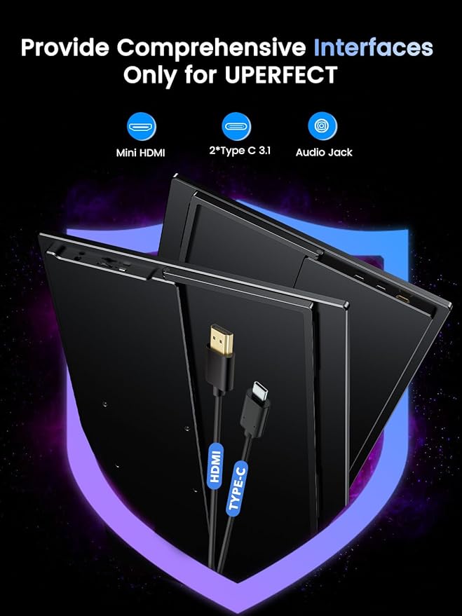 UPERFECT Portable Monitor 4K 120HZ QLED 17.3" | 0.1ms Gaming Monitor, 500 Nits | 3840 * 2160 UHD |100% DCI-P3 | USB-C & HDMI | VESA & Kickstand | Travel Screen for Laptop, Computer, Game Consoles