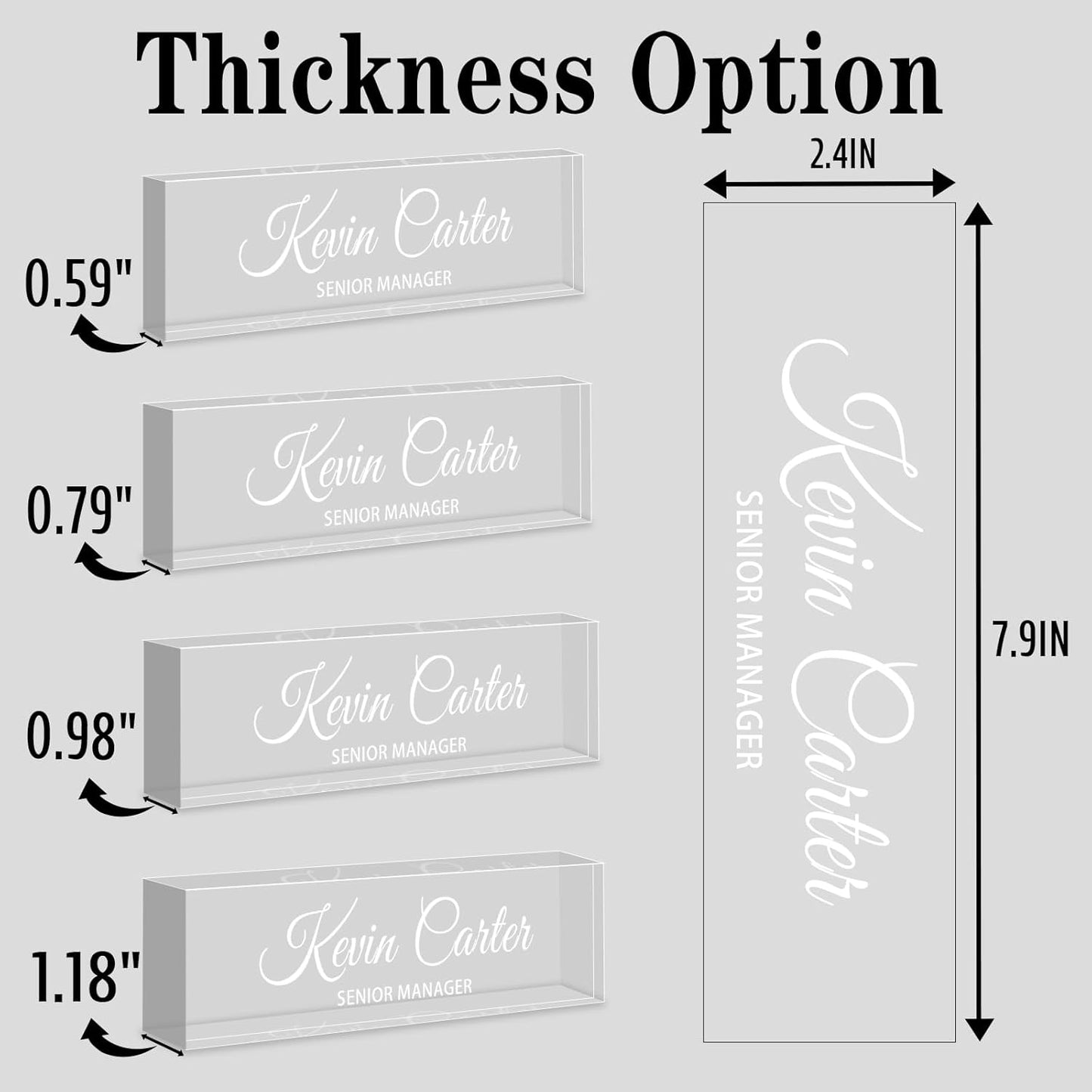 Name Plate for Desk Personalized, Acrylic Desk Decorations, Employee Appreciation Gifts, Custom Office Gifts for Coworkers, Boss, Teacher, Nurse (Engraving 01)