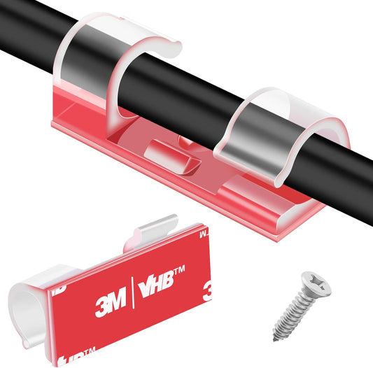 XHF 35pcs Large Self Adhesive Cable Clips Clear,Wire Clips Cable Management Wire Organizer Cord Holder for Under Desk, Car, Wall, TV PC Ethernet Cable