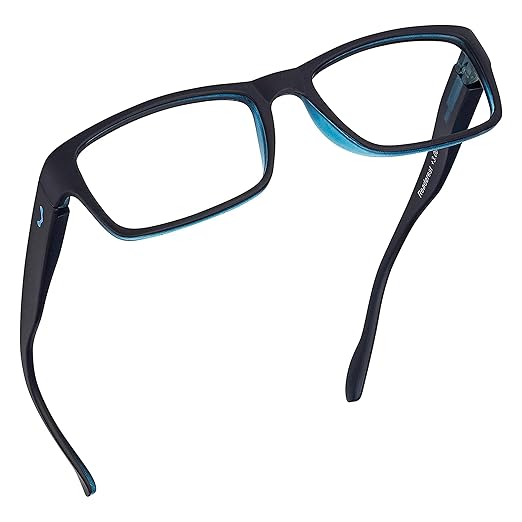 Readerest 3.5 Blue Light Reading Glasses - Lightweight Computer Glasses - Eye Strain, UV Glare Protection (Black+Blue)