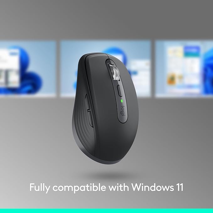 Logitech MX Anywhere 3S Compact Wireless Mouse, Fast Scrolling, 8K DPI Any-Surface Tracking, Quiet Clicks, Programmable Buttons, USB C, Bluetooth, Windows PC, Linux, Chrome, Mac - Graphite