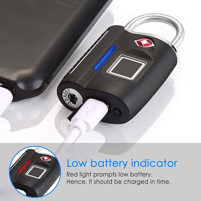 Fingerprint Lock, TSA Approved Smart Digital Locker Lock for Gym, Luggage, Travel, House Door, Suitcase, Backpack, School, Bike,Office, Keyless