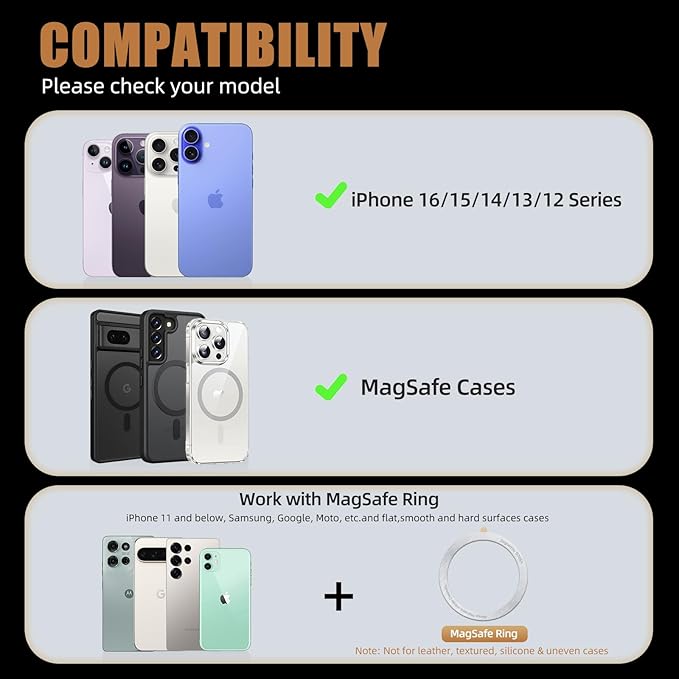 Phone Tripod Stand, Aluminum Alloy Mini Tripod Compatible with Magsafe iPhone 17/16/15/14/13/12 Series, Foldable Strong Magnetic Phone Stand, Mult-Angle Adjustment Selfie Stick