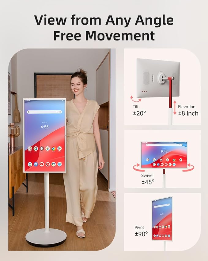 KTC MegPad 32" Smart Portable TV, 4K Touch Screen Portable TV Monitor, Android 13 Google EDLA Certified 8G RAM+128G Storage, Octa-core CPU 9500mAh Battery, Dual 6W Speakers WiFi 6