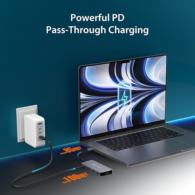 j5create USB4 8K60 Slim Hub - 6 in 1 USB4 Hub with 8K60/4K144 HDMI, PD Charging, USB-A, USB-C Ports | Compatible with MacBook, Windows Laptops, Thunderbolt 3/4, and USB4 Devices (JCH453)