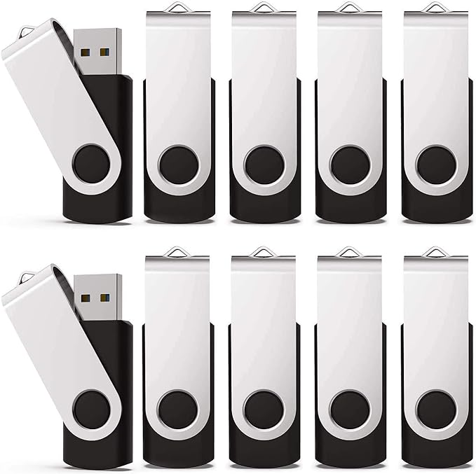 KEXIN 100 Pack 1GB USB Flash Drive Bulk Pack Thumb Drive Bundle USB Drives Jump Drive USB Stick 1 GB Swivel Design Memory Stick Black