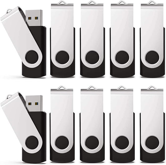 KEXIN 100 Pack 1GB USB Flash Drive Bulk Pack Thumb Drive Bundle USB Drives Jump Drive USB Stick 1 GB Swivel Design Memory Stick Black