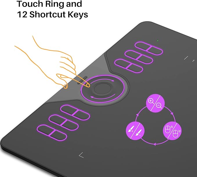 HUION Drawing Tablet HS610 Graphic Tablet with Battery-Free Stylus 8192 Pen Pressure Tilt Function, 10x6.25 Inches Digital Art for Animation & Design, Compatible with Windows/Mac/Android