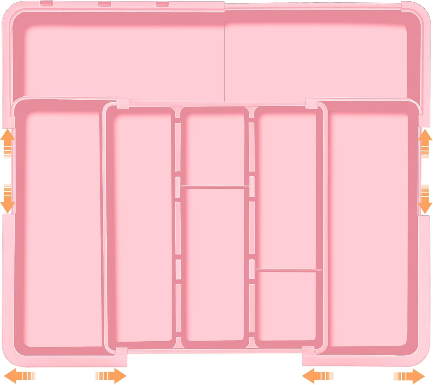 Large Utensil Drawer Organizer Expandable Silverware Organizer for Kitchen Drawer Adjustable Cooking Utensil Holder Cutlery Flatware Tray Spatula Tools Gadgets Storage Dividers Plastic Pink