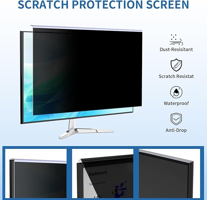 22 Inch Computer Privacy Screen for 16:10 Computer Monitor, Anti-Blue Light Monitor Privacy Screen Filter, Anti-UV Computer Shield, Hanging Type