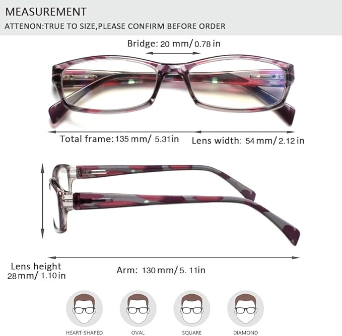 Henotin 5-Pack Reading Glasses Blue Light Blocking Anti Eyestrain Computer Reading Glasses for Women and Men Readers (5 Pairs Mix Color, 3.50)