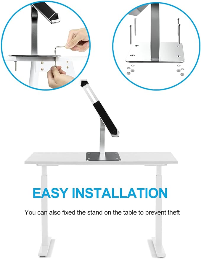 woleyi Anti-Theft Desktop Tablet Kiosk Stand Holder, Heavy Duty Countertop Tablet POS Display Mount with Security Lock and Key, Compatible iPad Pro/Air/Mini, Galaxy Tabs, Surface, More 7-11" Tablets