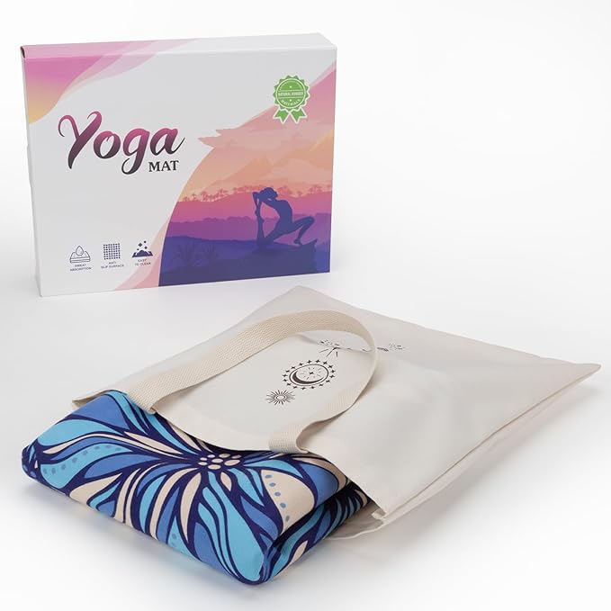 Travel Foldable Suede Yoga Mat, Tear-resistant Non-Slip Fitness Mat, Tote Bag included for Yoga Pilates Exercise Workout, 0.06 Inch/1.5 mm Thick, 72 x 24 Inch/183 x 61 cm